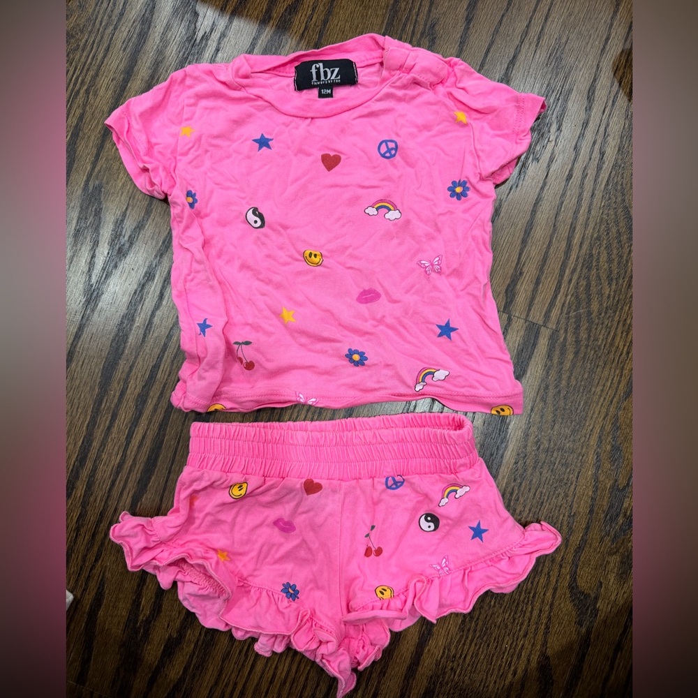 FBZ Pink Graphic Tee and Shorts Set
